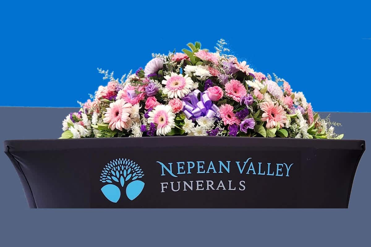 Funeral package – Mixed seasonal floral casket cover 5