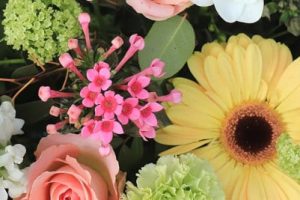 Emu Plains - Yellow and pink funeral flowers